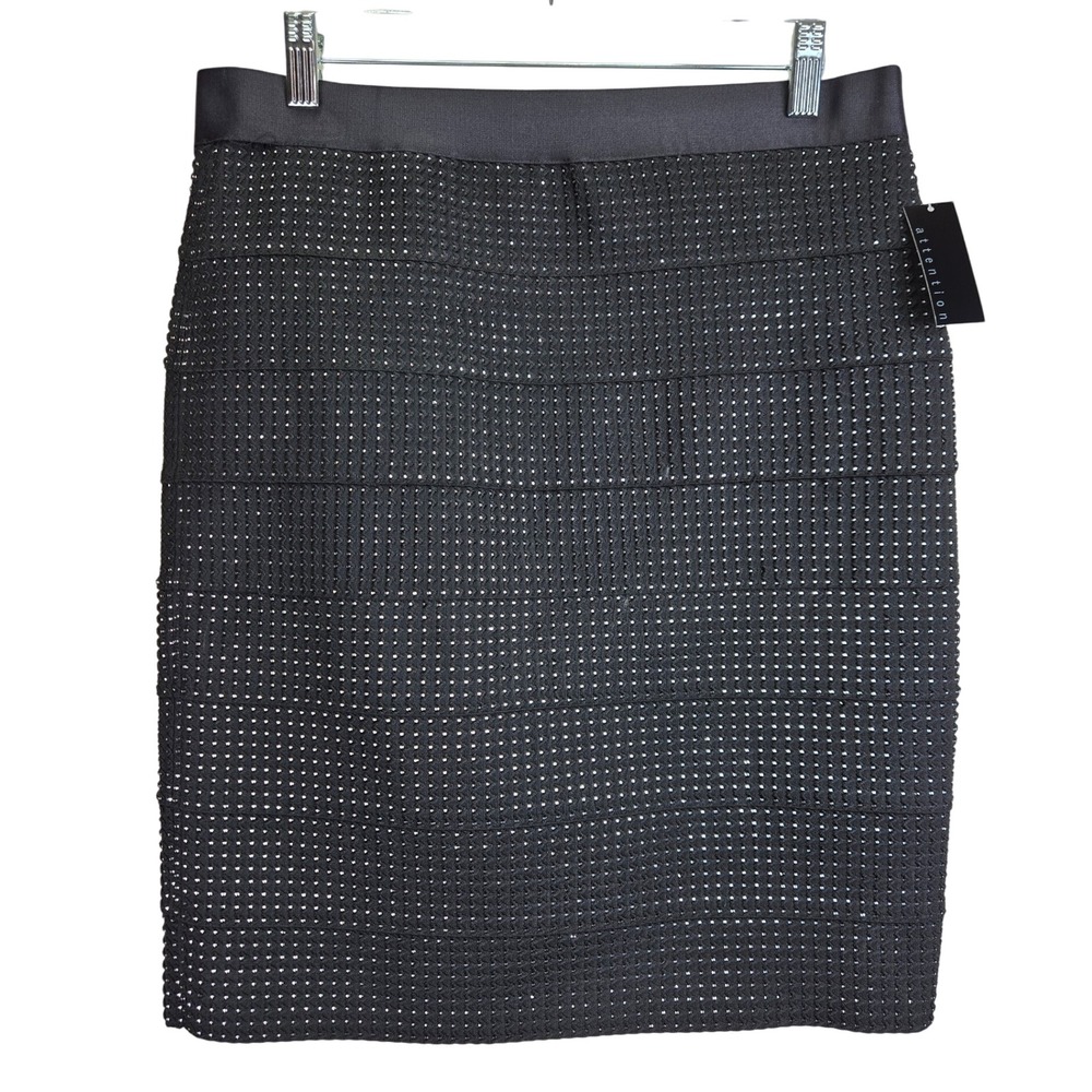 NWT Attention Womens Pencil Skirt Large Metal Rocker Gothic Textured Concert 90s
